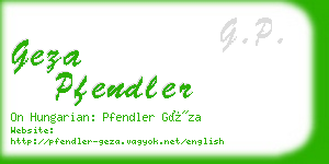 geza pfendler business card